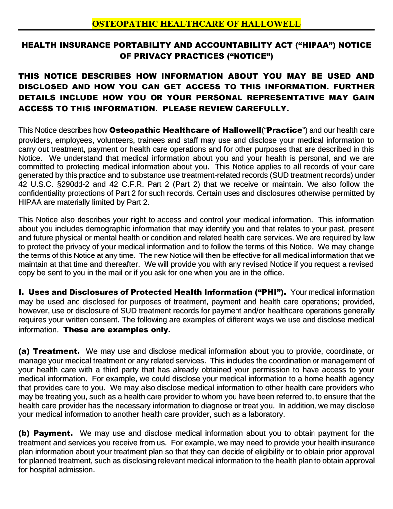 preview image for HIPAA form